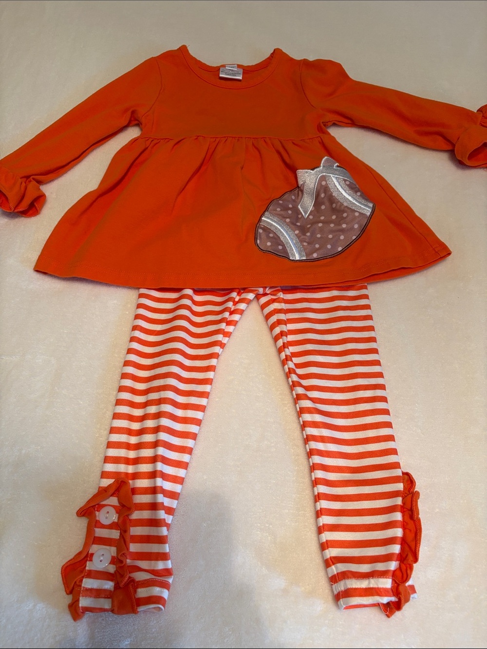 Orange Girls Two-Piece Tunic & Striped Leggings Set